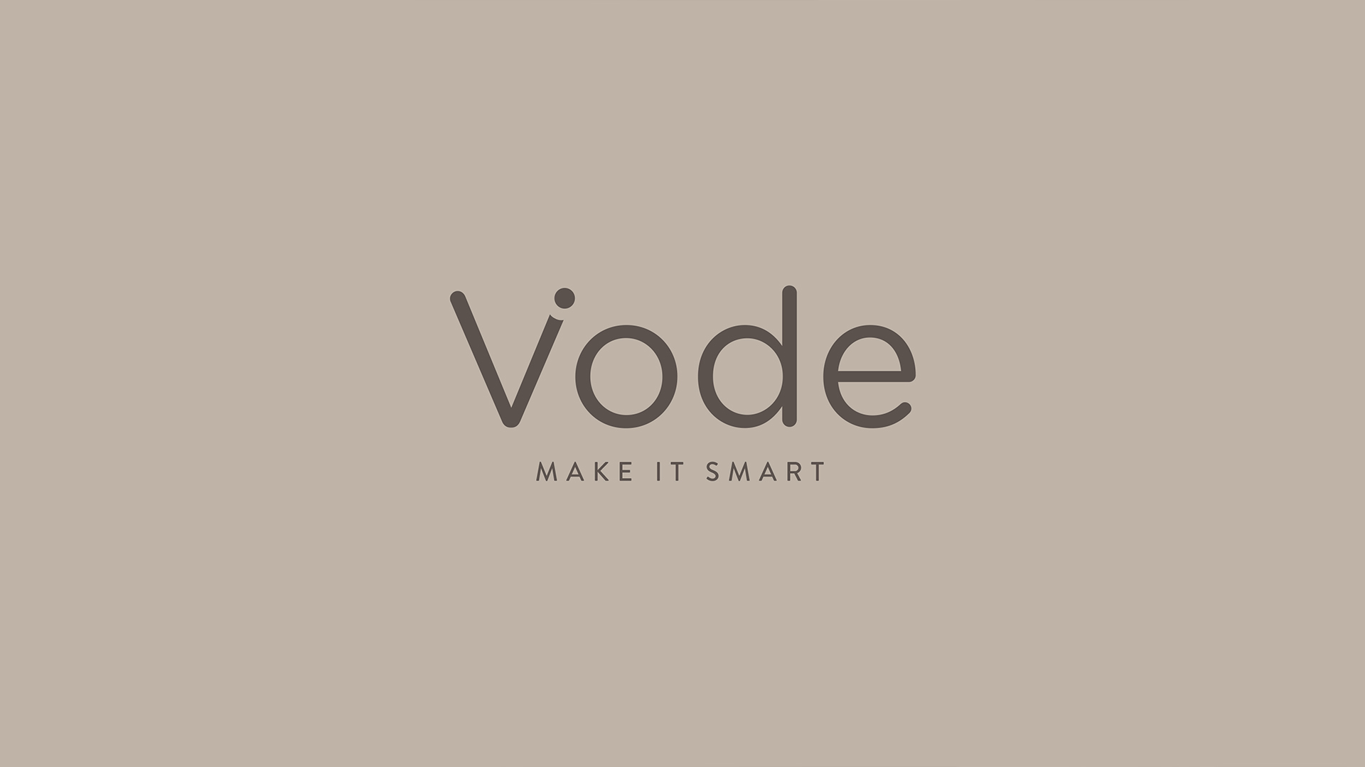 logo VODE make it smart na ciemno beżowym tle